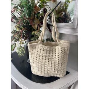 Crochet‎ Market Tote Bag In Cream